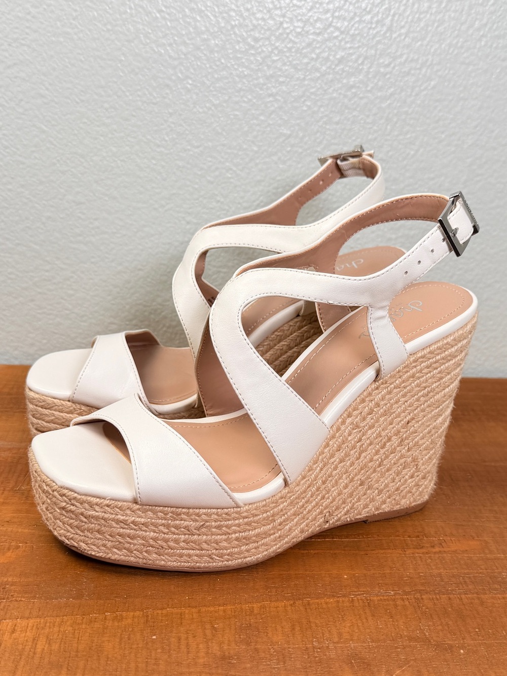Charles by Charles David White Espadrille Wedge Sandals with Ankle Strap